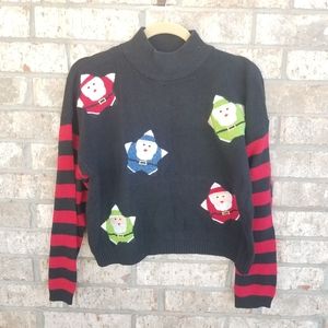 Richard Sport 90s  Christmas Holiday Santa Crop Top Ugly Sweater (Womens Medium)